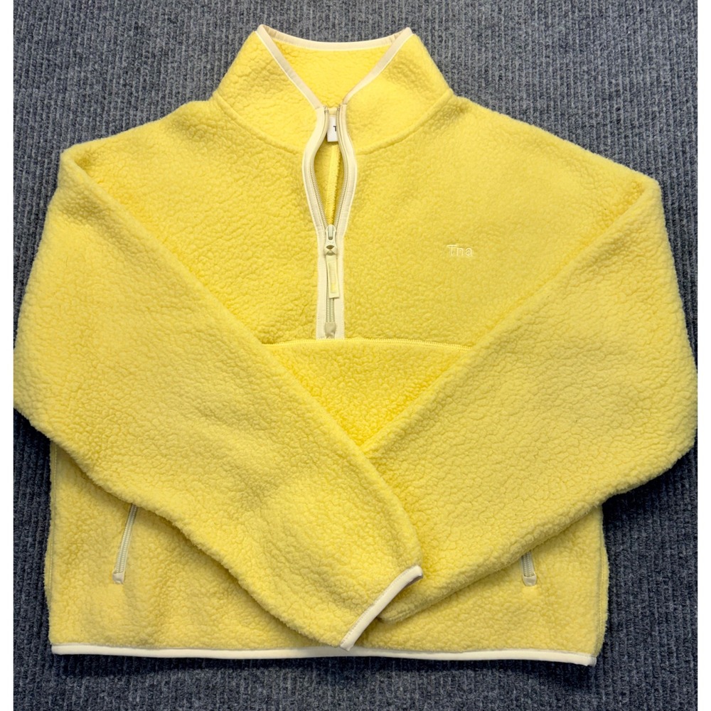 Tna Aritzia Yellow Sherpa Fleece Quarter Zip Pullover Sweatshirt Women Small